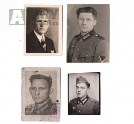 Fotky vojáků WH do dokumentů Soldbuch, Wehrpass atd. 4 kusy WH