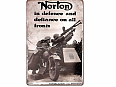 plechová cedule - Norton - V obraně a vzdoru na všech frontách 