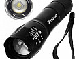 Taktická ruční hliníková svítilna Trizand T6 USB Zoom - černá