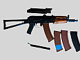 Airsoft CYMA AKS-74U (Blue Edition, kov/dřevo) + 4x zásobník + kryt s RIS