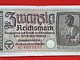 20 Reichsmark – Wehrmacht okupační bankovka Třetí říše