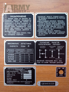 Gaz 69 A - informační štítky