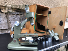 Profi binokulární mikroskop Meopta včetně příslušenství a boxu