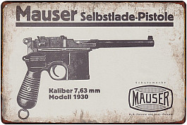 plechová cedule - Mauser C 96 model 1930 7,63 mm