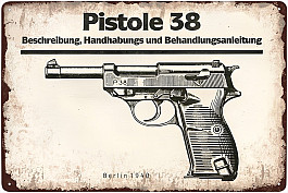 plechová cedule - Walther P38 