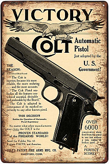 plechová cedule - Colt: Automatic pistols (dobová reklama)