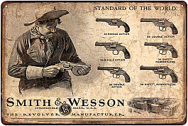 plechová cedule - Smith & Wesson - Standard Of The World 