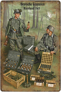 plechová cedule - Deutsche granaten, Rusland 1943