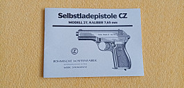 Návod Pistole CZ vz. 27 7,65mm Browning CZ27 ČZ Strakonice Z