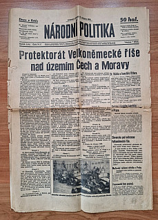 Noviny - Zřízení protektorátu Čechy a Morava 1938