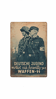 plechová cedule: německá mládež - dobrovolníci pro zbraně SS (válečná propaganda)