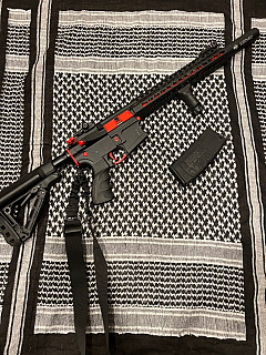 Airsoftová zbraň CM16 SRXL Red Edition, Sportline, černá.