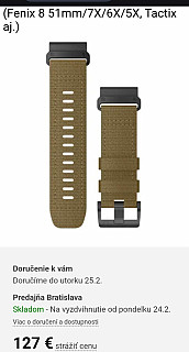 Garmin tactix nylon remienok TAN
