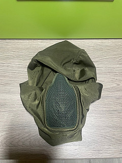 Maska obliceje Shadow Warrior s kuklou - olivová