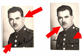 2 fotky razítka 11. pluk Písek 5. divize + Vládní Vojsko