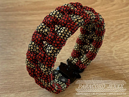 Paracord náramek (19 cm) red - bronze - black