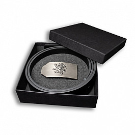 Opasek kožený Český lev 4 cm - černý