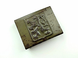 Přezka čs. armáda "lvíček" opasek 50. léta monogram "HF"