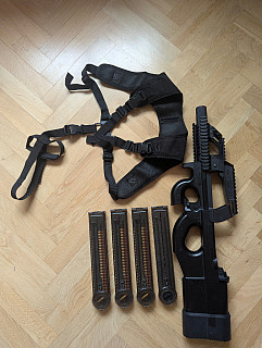 Classic Army P90 + RIS & tlumič + zásobníky + sling