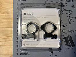 Kroužky Hawke, Precision Steel, 30mm, vysoké, ocelové, Weave