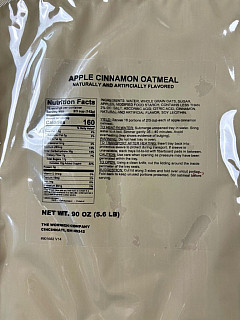 US ARMY MRE 18 porcí - Potravinová dávka - Apple Cinnamon Oatmeal