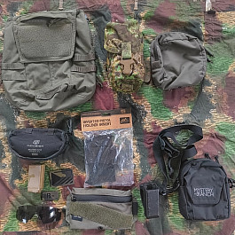 Mix sumek a doplňků T.Rex Arms, Direct Action, Combat Systems, GTG...