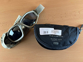 REVISON ochranné brýle, náhradní skla, obal, černé/pískové použité