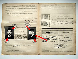 Originál dokument Protektorát žádost o vydání legitimace 1942