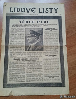 Staré dobové noviny Lidové listy - Vůdce padl