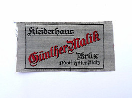 Originální štítek na uniformu "Adolf Hitler Platz" Brüx Most