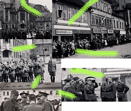 9x fotografie osvobození Bílina 1945 okr. Teplice konec 2. sv. války