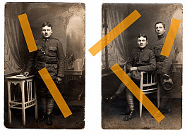 Dvě fotky kolkované uniformy 1919 Pluk 1 a 4
