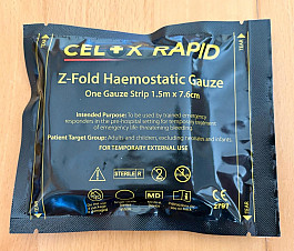 Celox Rapid hemostatická gáza na zastavení krvácení (obvaz kapesní)