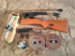 Ppš 41 špagin airsoft ocel/dřevo aeg nedokončený projekt