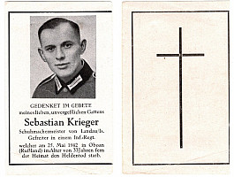 Úmrtní oznámení vojáka Wehrmacht Kursk