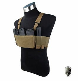 TMC Tactical RD Chest Rig Lightweight w/ 5.56 Mag Pouch Airsoft Ready Rig Gear ( CB )
