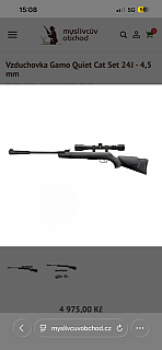 Vzduchovka Gamo Quiet Cat cal. 4,5 mm 24J 386 m/s FP SET