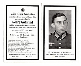 Úmrtní oznámení horský myslivec 97. divize Wehrmacht Kavkaz 1942 WH